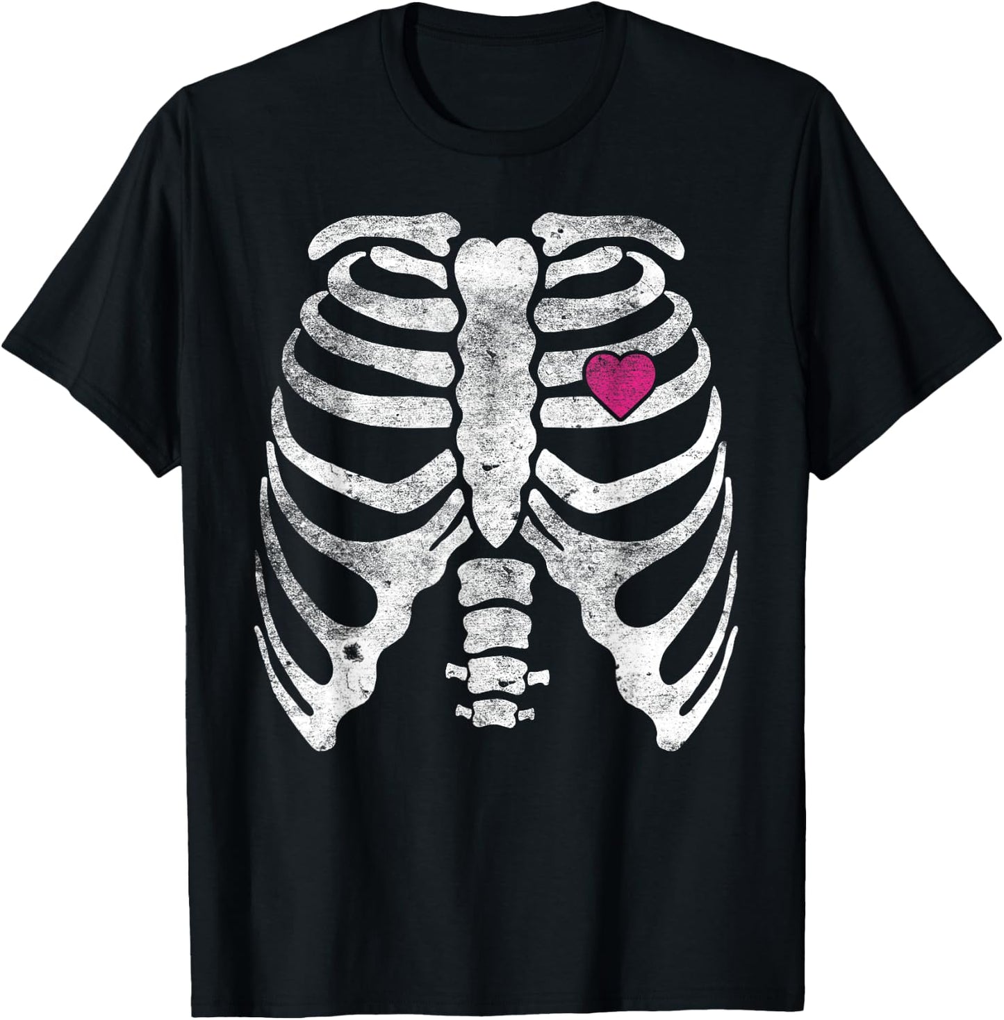 Skeleton Heart Rib Cage X-Ray Adult Kids Funny Halloween T-Shirt - T-Shirt | Black