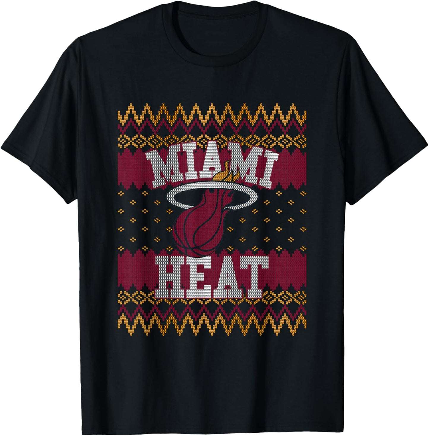NBA Miami Heat Ugly Christmas Sweater Style T-Shirt - T-Shirt | Black
