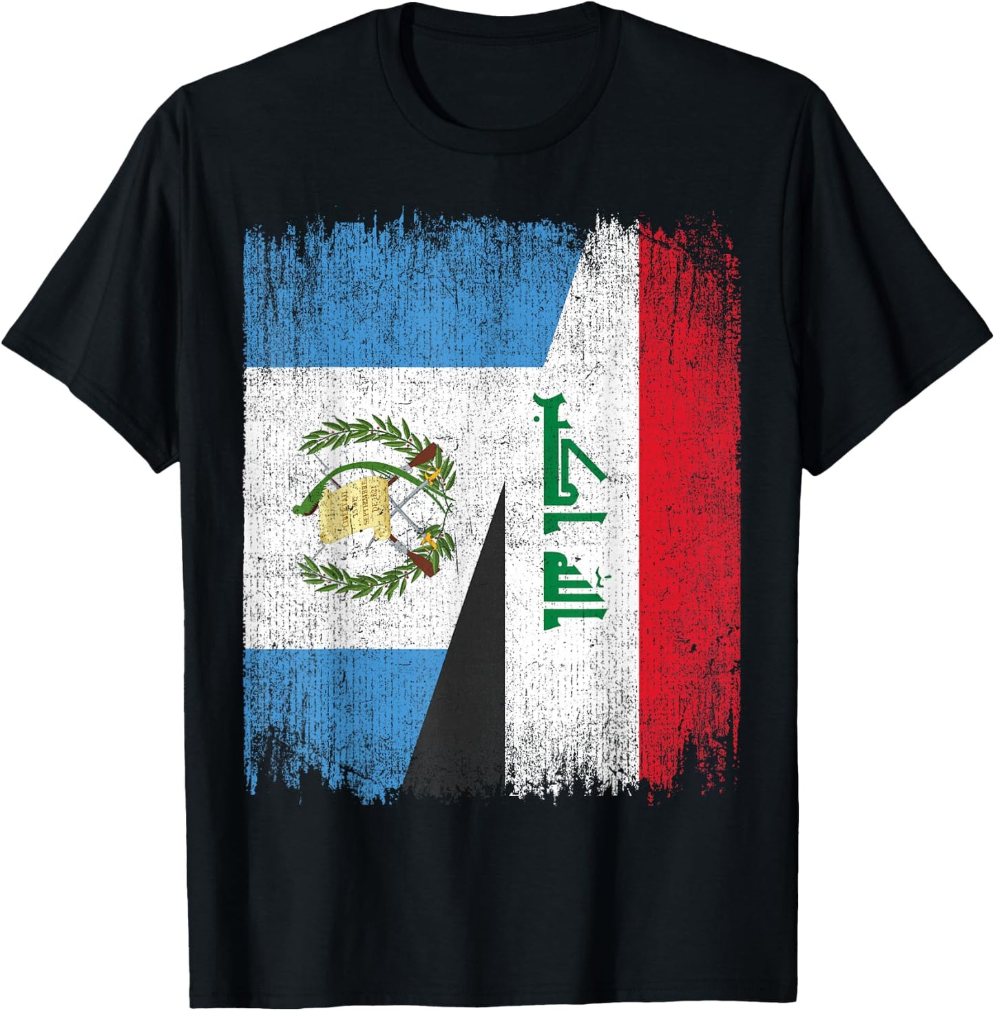 Half Guatemala Iraq Split Flag Guatemalan Pride Roots T-Shirt - T-Shirt | Black