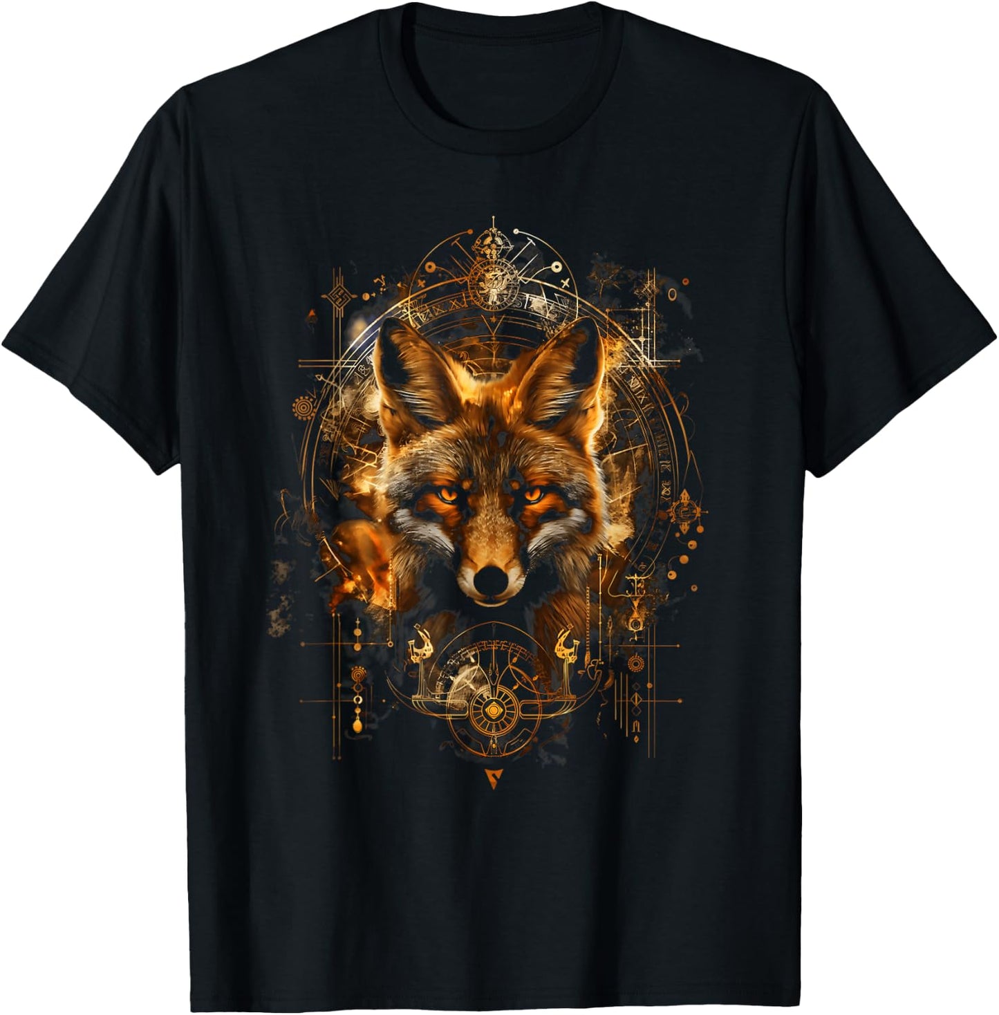 Occult rune Fox a mythical Fantasy Design T-Shirt - T-Shirt | Black