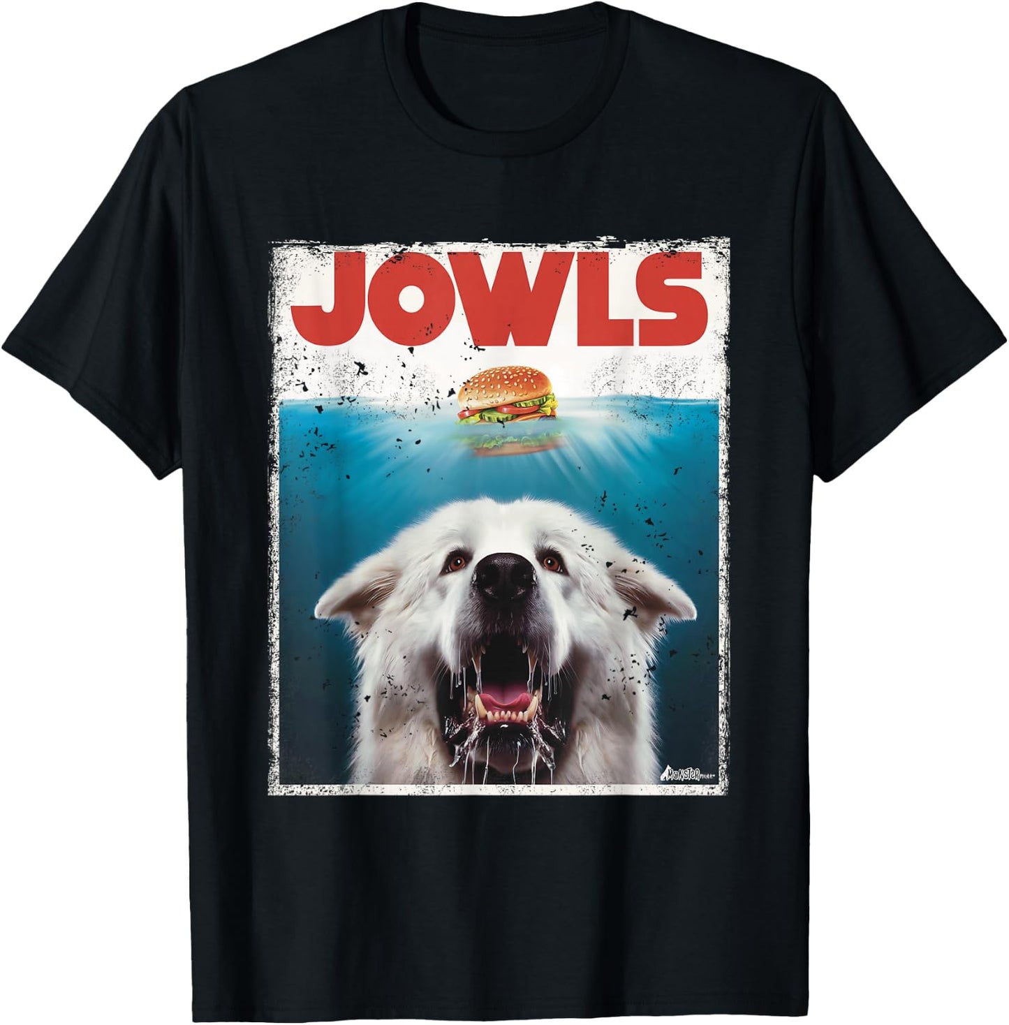 Funny Great Pyrenees Jowls Burger, Gentle Giant Cute Dog Mom T-Shirt - T-Shirt | Black