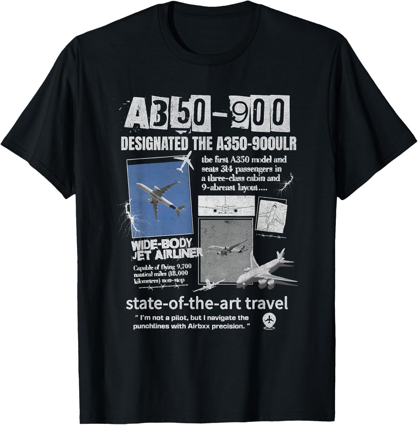 A350-900 Airbus Light Aircraft T-Shirt - T-Shirt | Black