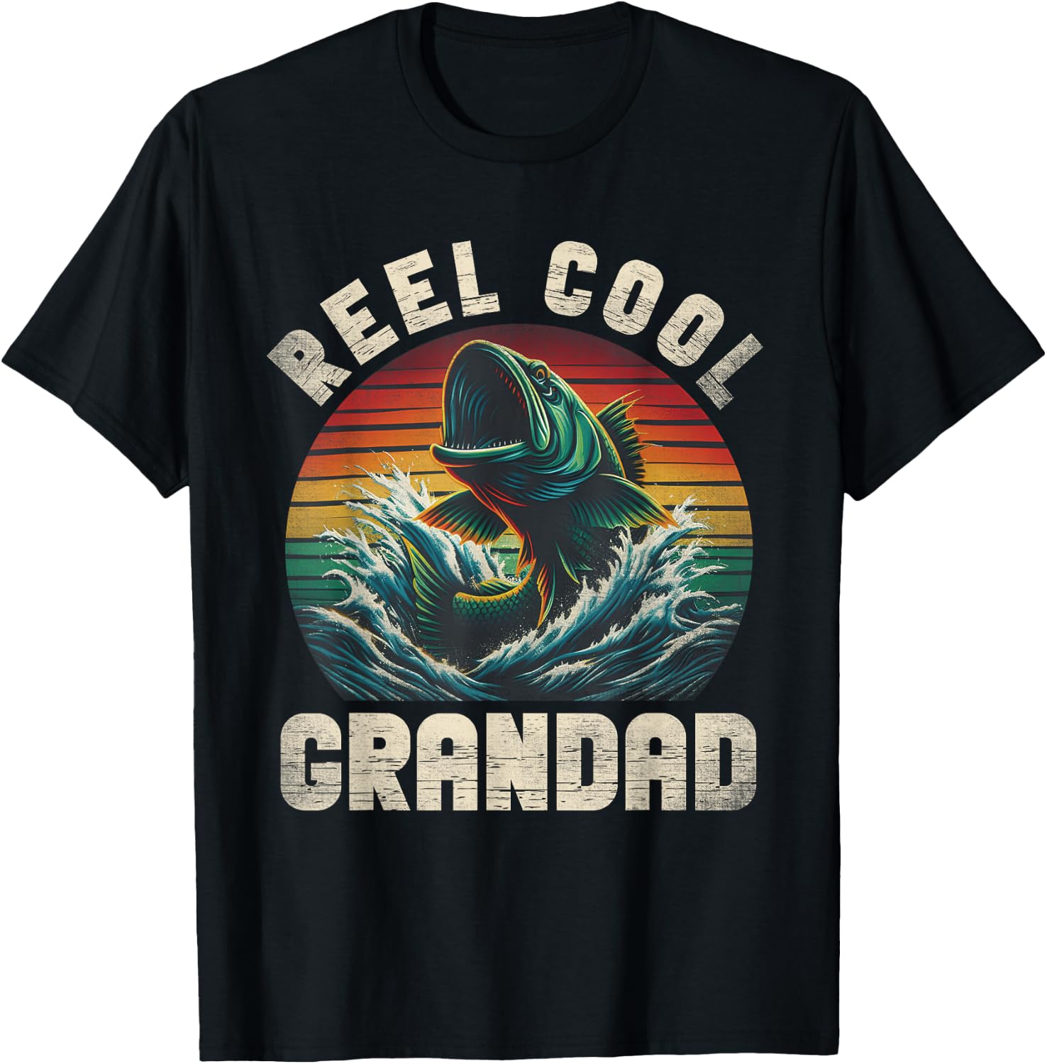 Reel Cool Grandad Fishing Daddy Father's Day Fisherman Fish T-Shirt - T-Shirt | Black