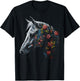 Horse Art Flowers - Horse Motif Riding Animals Horse T-Shirt - T-Shirt | Black