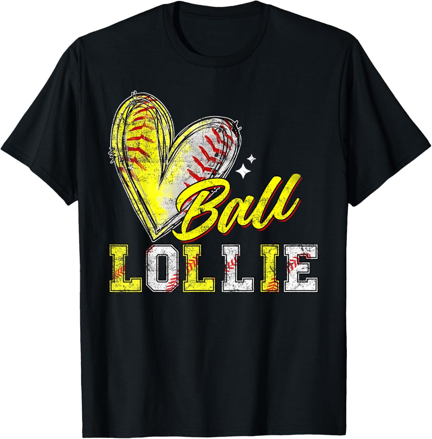 Funny Ball Lollie Softball Baseball Lollie T-Shirt - T-Shirt | Black