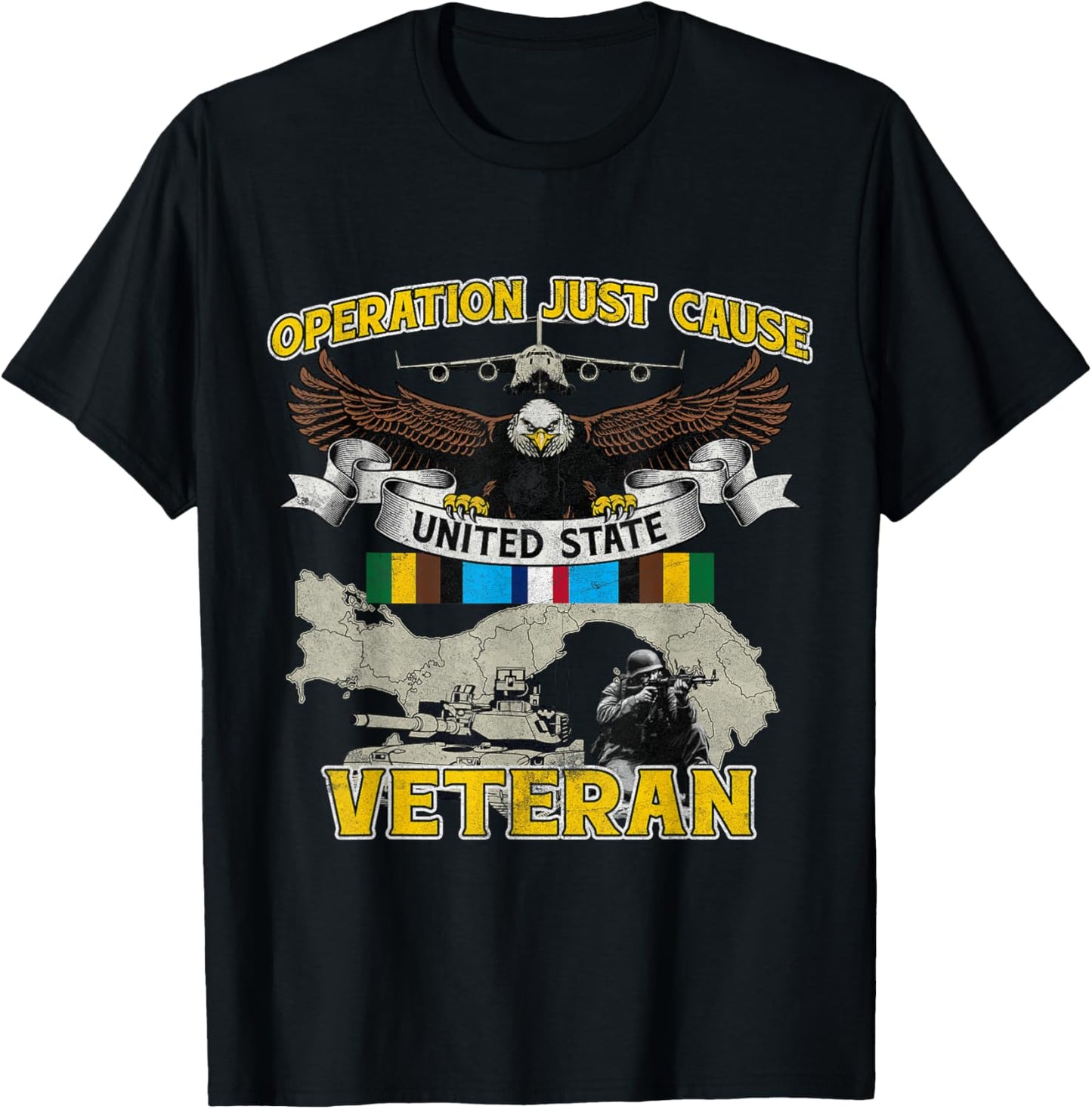 Operation Just Cause Map Panama OJC Veteran Vintage Gifts T-Shirt - T-Shirt | Black