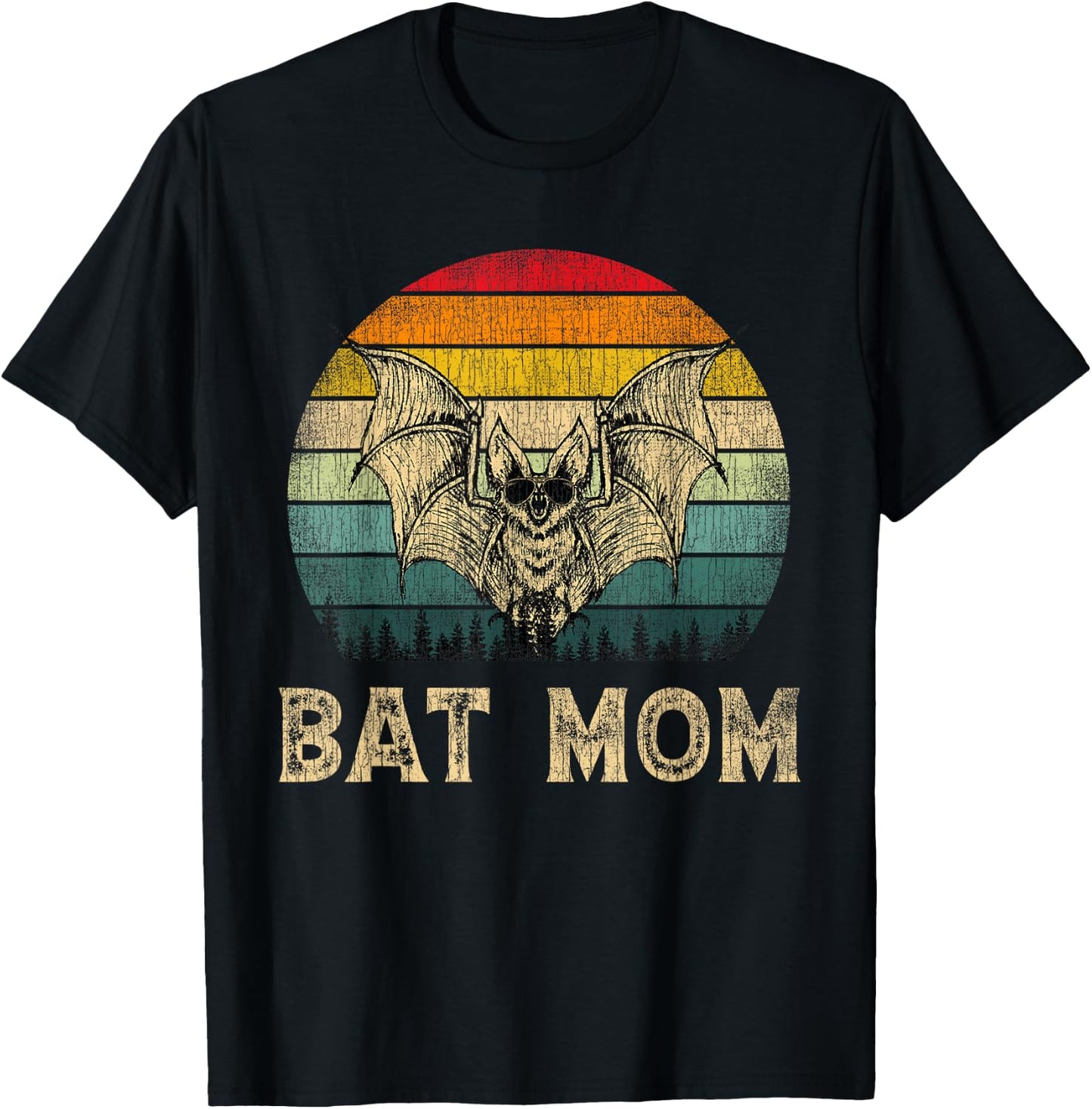 Vintage Bat Mom Bat Lovers Mommy Mother's Day T-Shirt - T-Shirt | Black