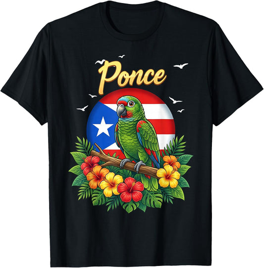Ponce Puerto Rico Parrot Flag T-Shirt - T-Shirt | Black