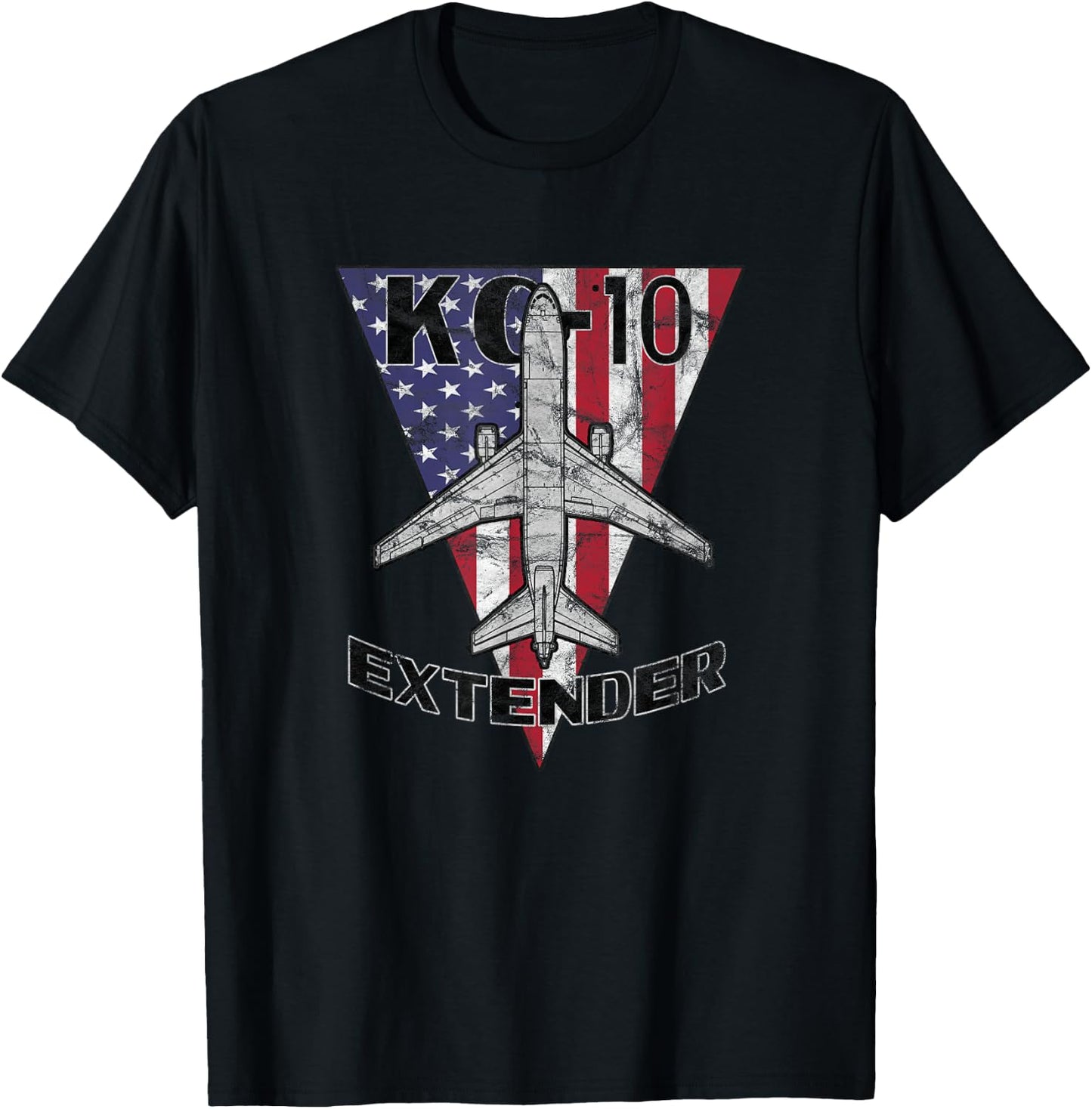KC-10 Extender Military Tanker Airplane Patriotic Vintage T-Shirt - T-Shirt | Black
