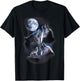 Howling wolves in the full moon moonlight with starry sky T-Shirt - T-Shirt | Black