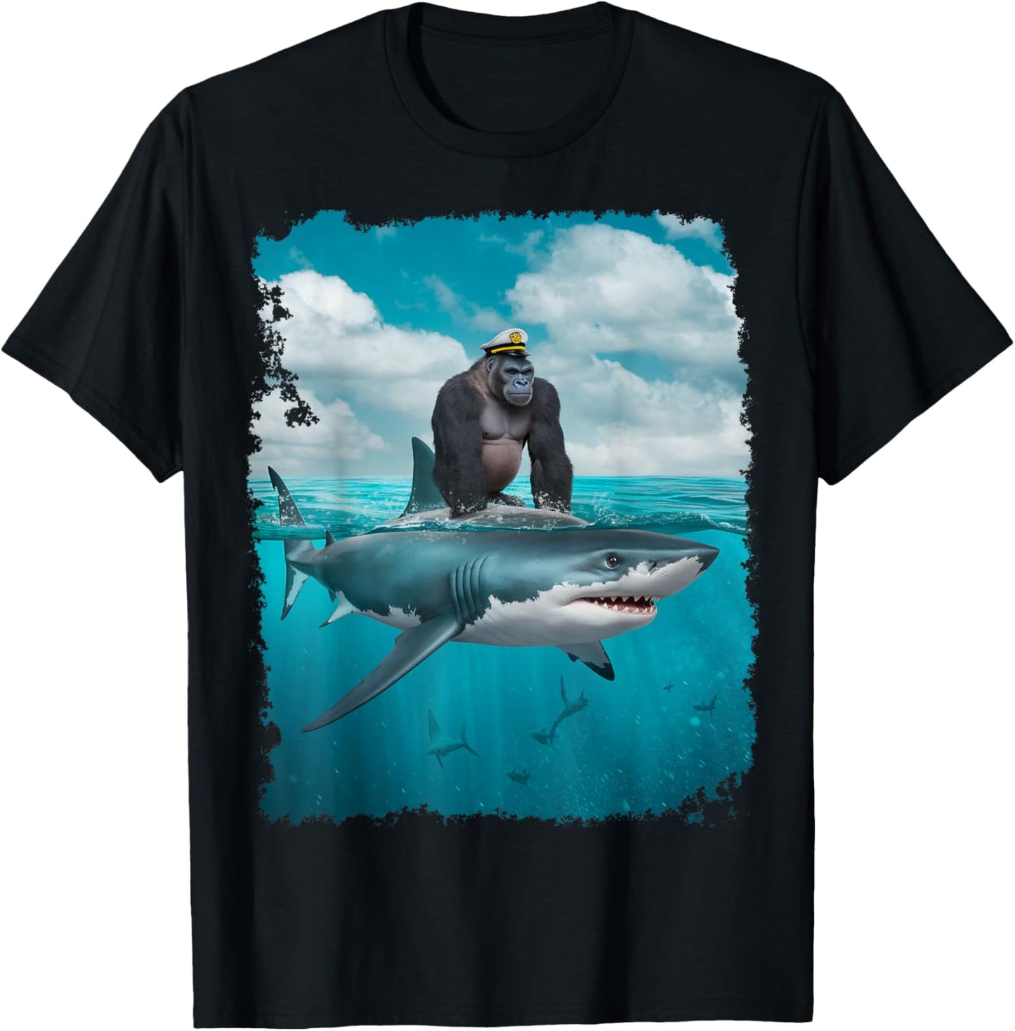 Adult Meme I Love Sharks I Love Gorilla Weird T-Shirt - T-Shirt | Black