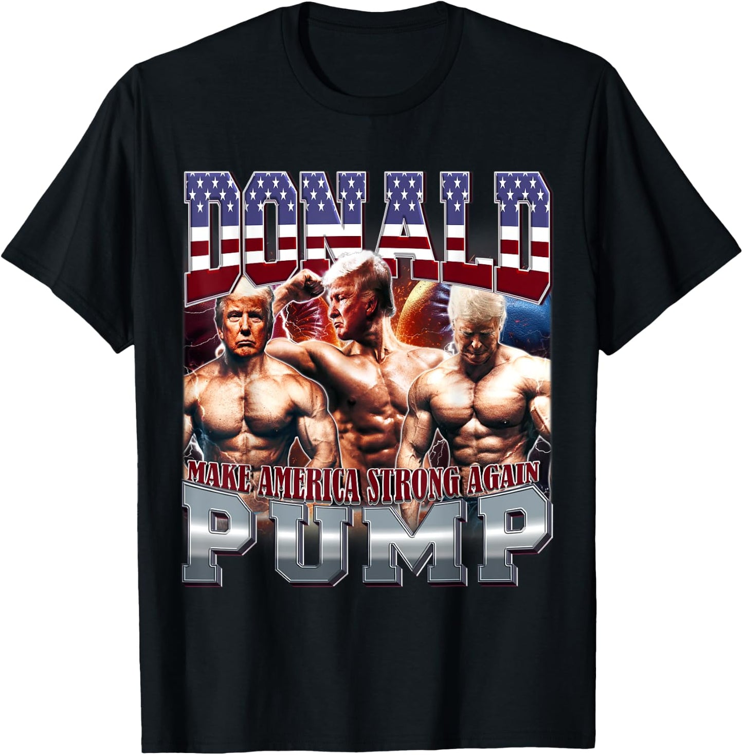 Donald Pump Make America Strong Again Gym Swole T-Shirt - T-Shirt | Black