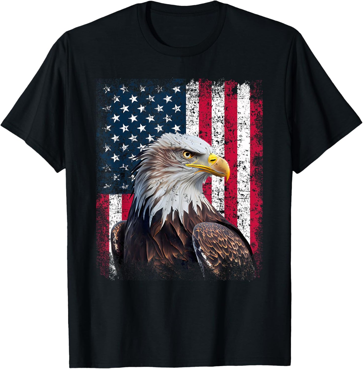 Patriotic Eagle 4th Of July USA American Flag T-Shirt - T-Shirt | Black