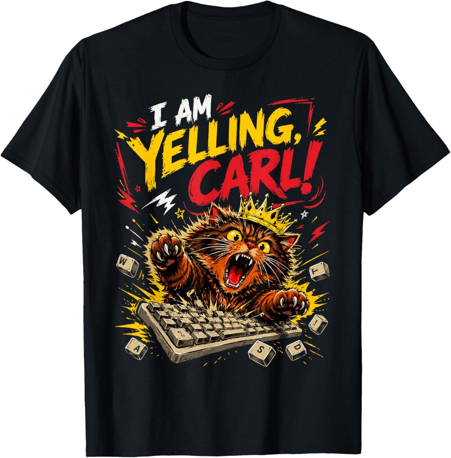I Am Yelling Carl Cat Meme T-Shirt - T-Shirt | Black