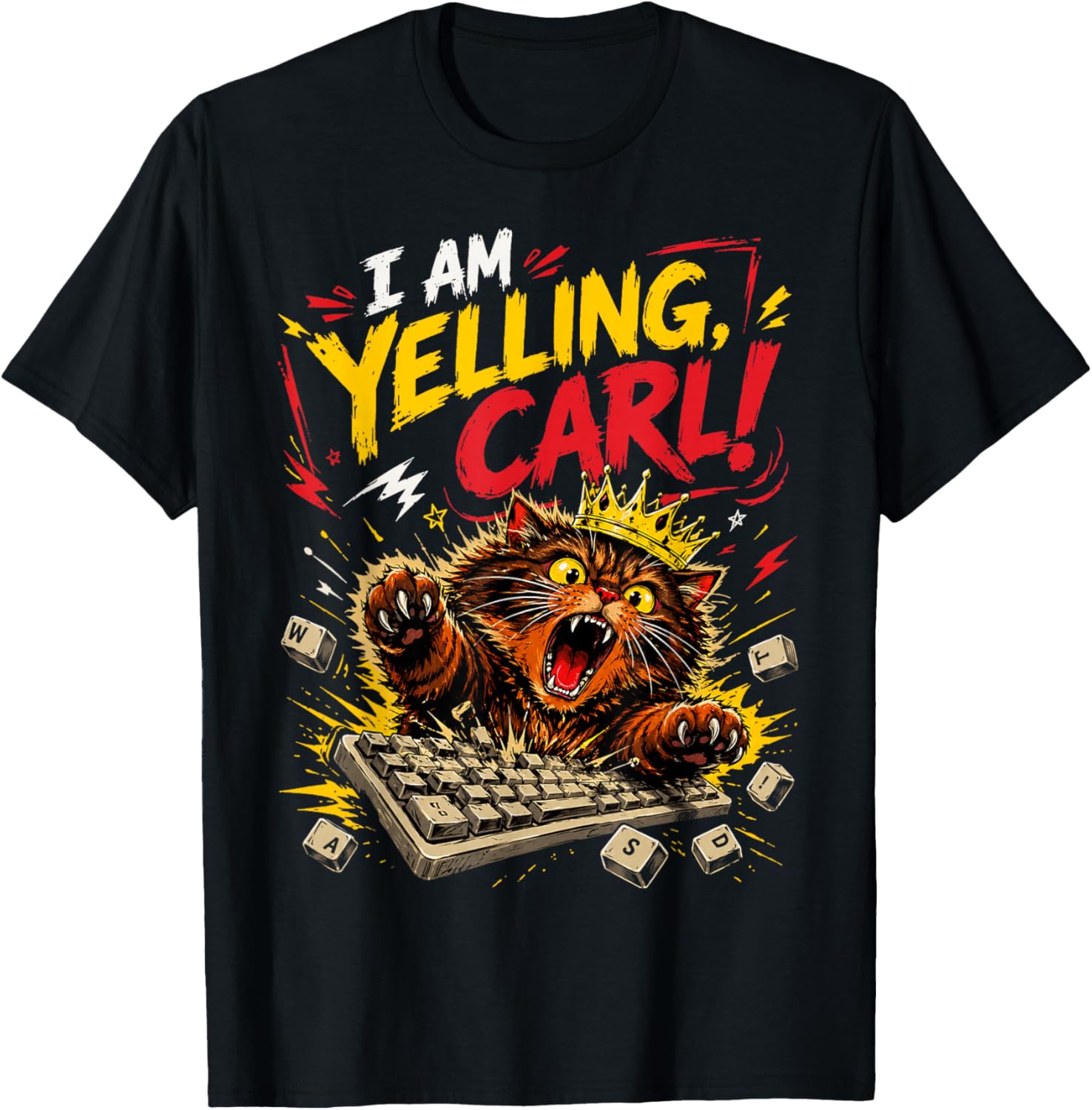 I Am Yelling Carl Cat Meme T-Shirt - T-Shirt | Black