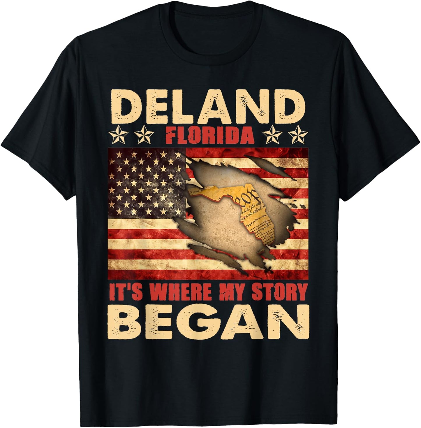 DeLand Florida USA Flag 4th Of July Men T-Shirt - T-Shirt | Black