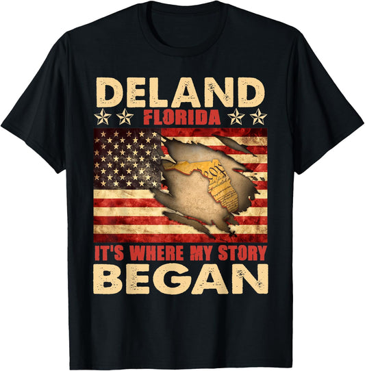 DeLand Florida USA Flag 4th Of July Men T-Shirt - T-Shirt | Black