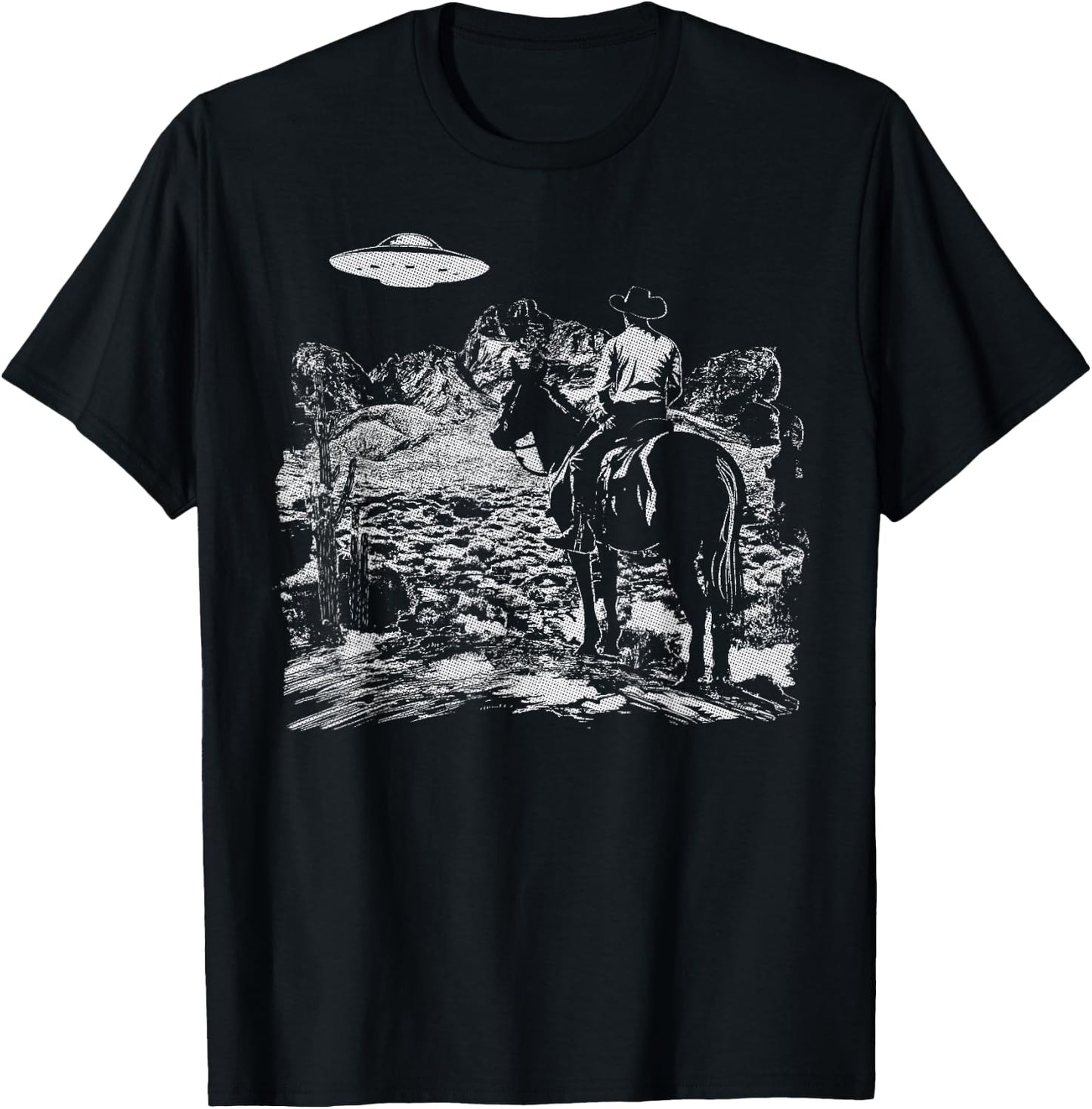 Cowboy UFO Howdy Partner Cowgirl Western Country T-Shirt - T-Shirt | Black