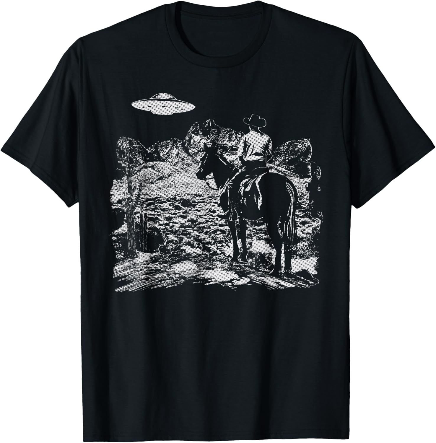 Cowboy UFO Howdy Partner Cowgirl Western Country T-Shirt - T-Shirt | Black