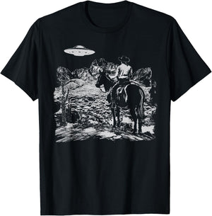 Cowboy UFO Howdy Partner Cowgirl Western Country T-Shirt - T-Shirt | Black