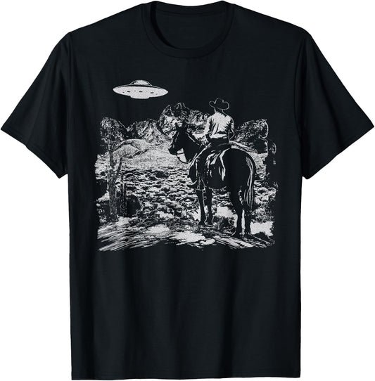 Cowboy UFO Howdy Partner Cowgirl Western Country T-Shirt - T-Shirt | Black
