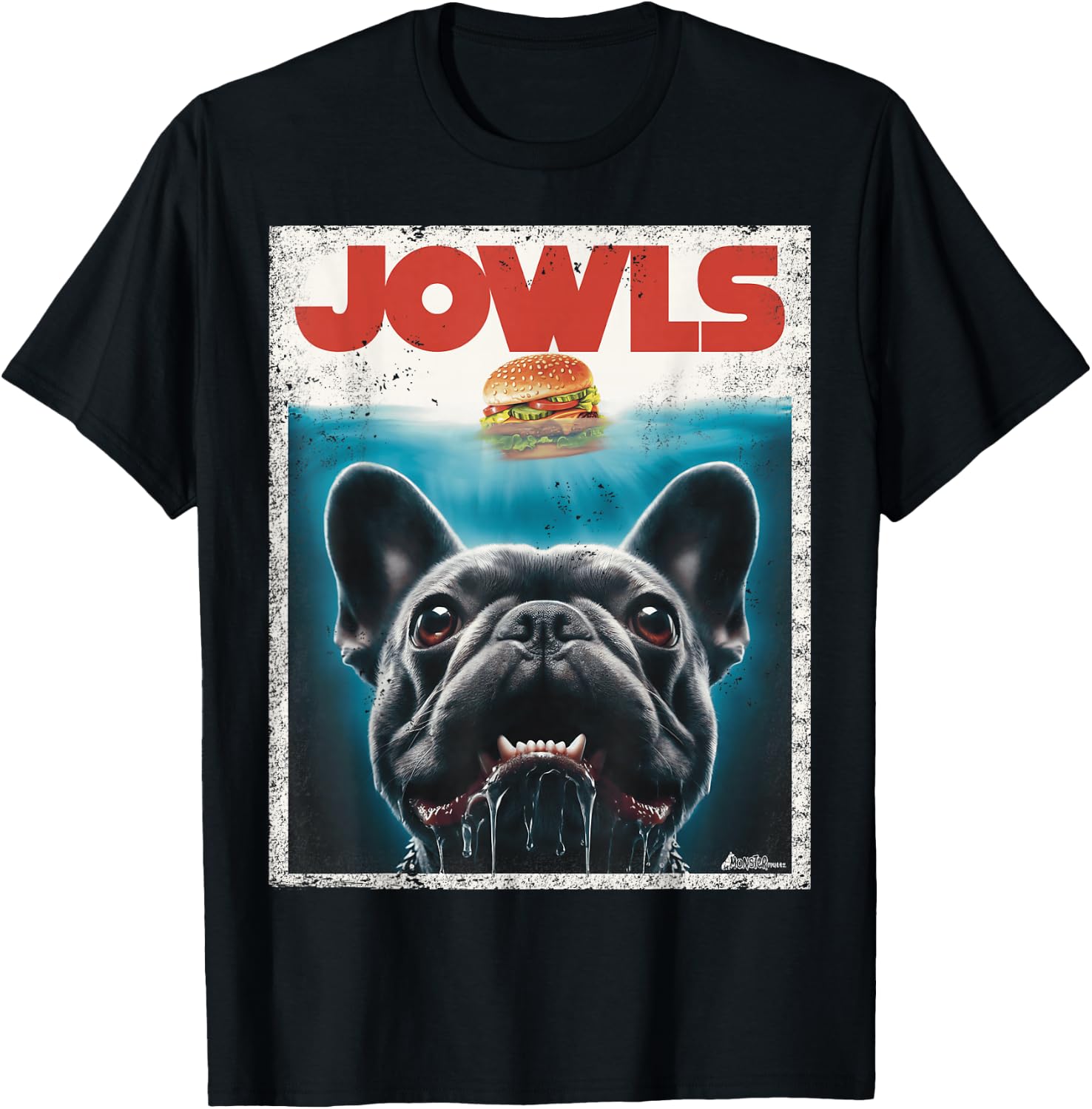 Funny Black French Bulldog Jowls Top, Frenchie Mom, Dog Dad T-Shirt - T-Shirt | Black