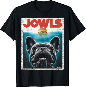 Funny Black French Bulldog Jowls Top, Frenchie Mom, Dog Dad T-Shirt - T-Shirt | Black