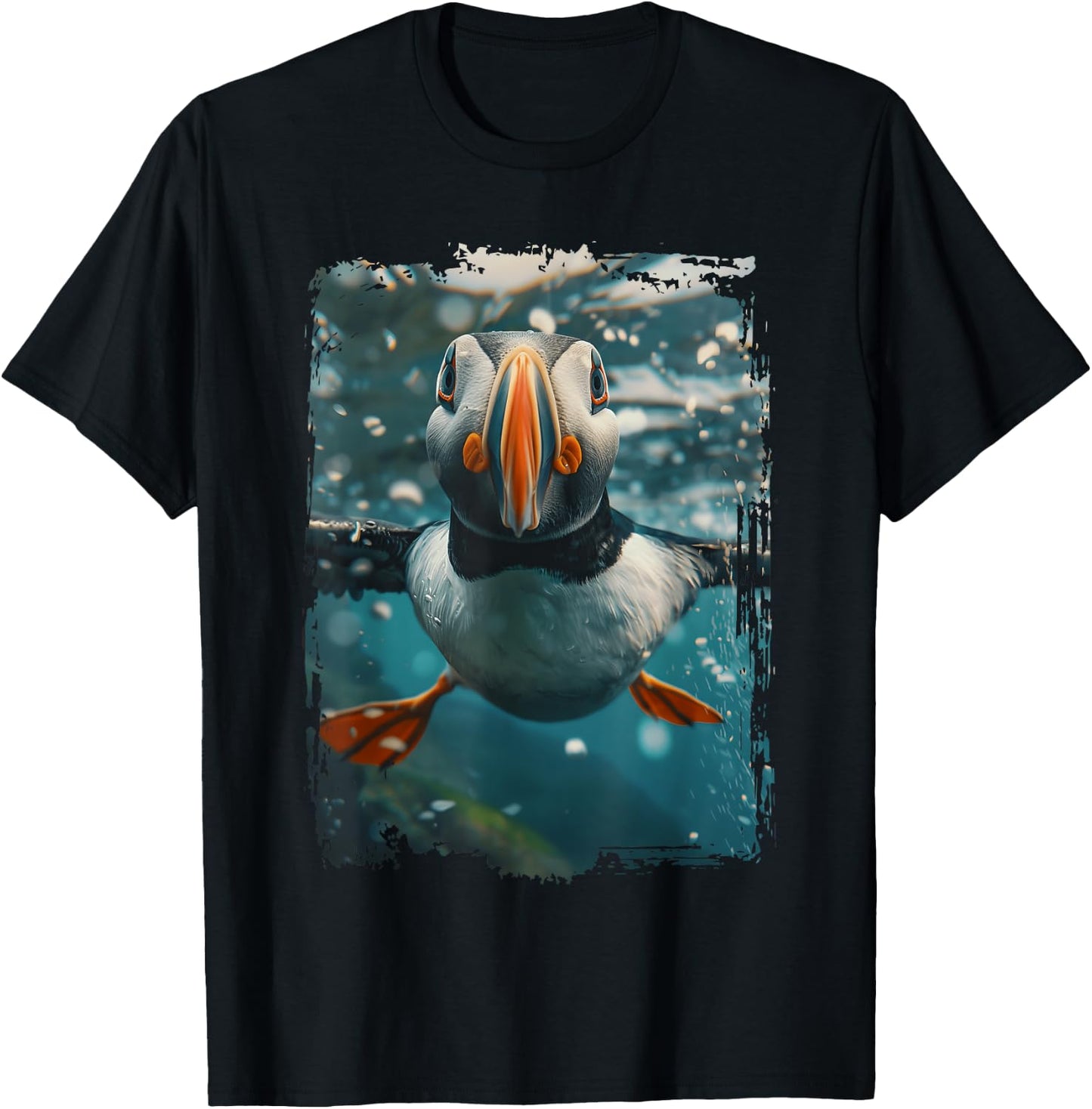 Atlantic Puffin Diving Sea T-Shirt - T-Shirt | Black