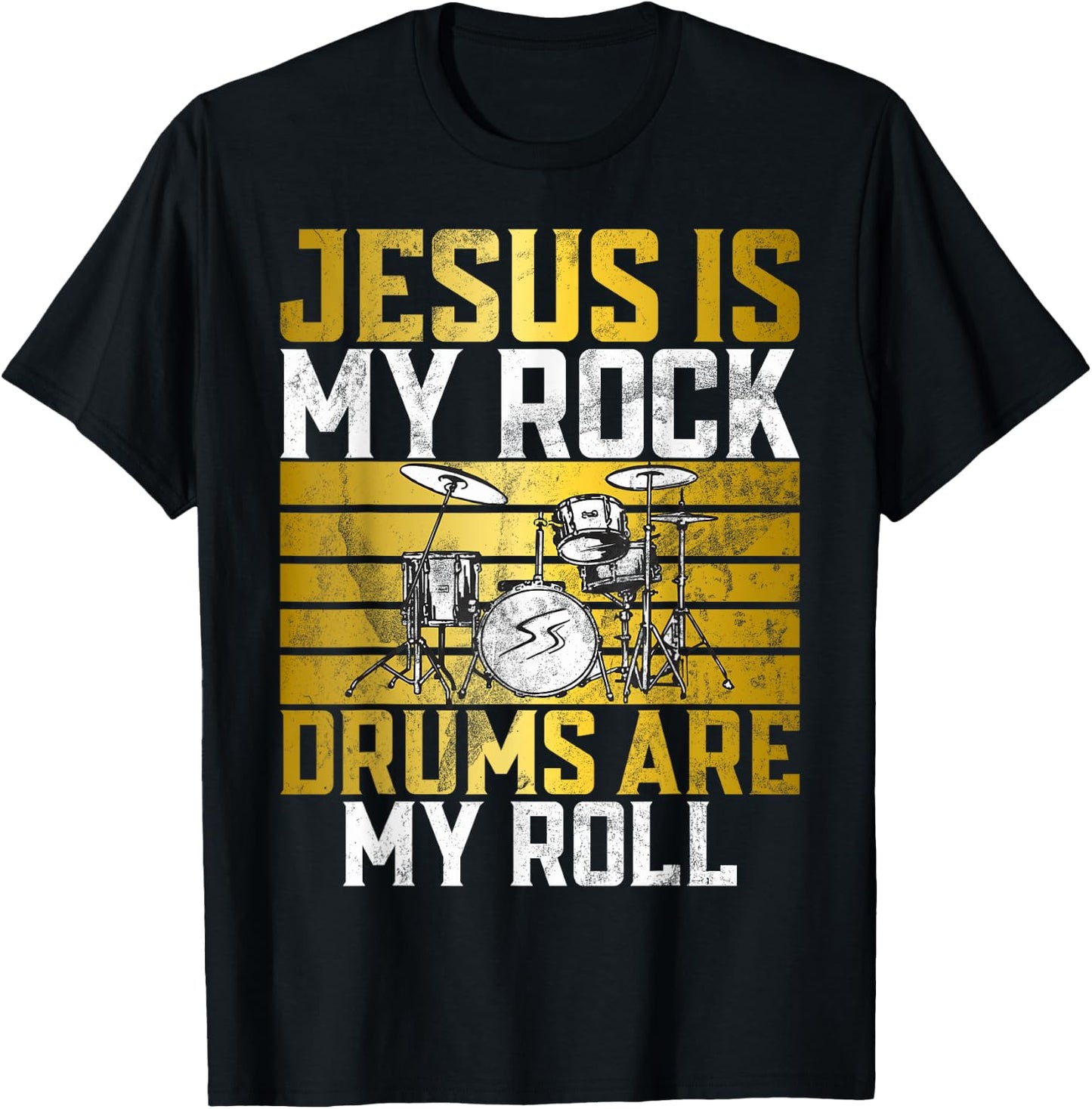 Jesus Is My Rock Drums Are My Roll Christian Drummer Jesus T-Shirt - T-Shirt | Black