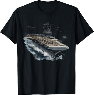 Aircraft Carrier Flat-Top Naval Warfare T-Shirt - T-Shirt | Black