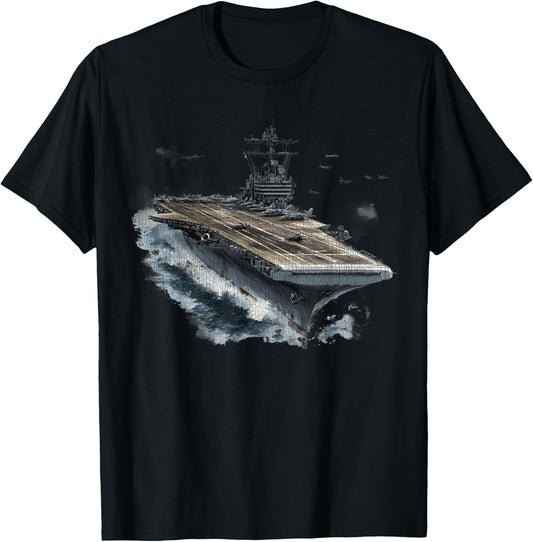 Aircraft Carrier Flat-Top Naval Warfare T-Shirt - T-Shirt | Black