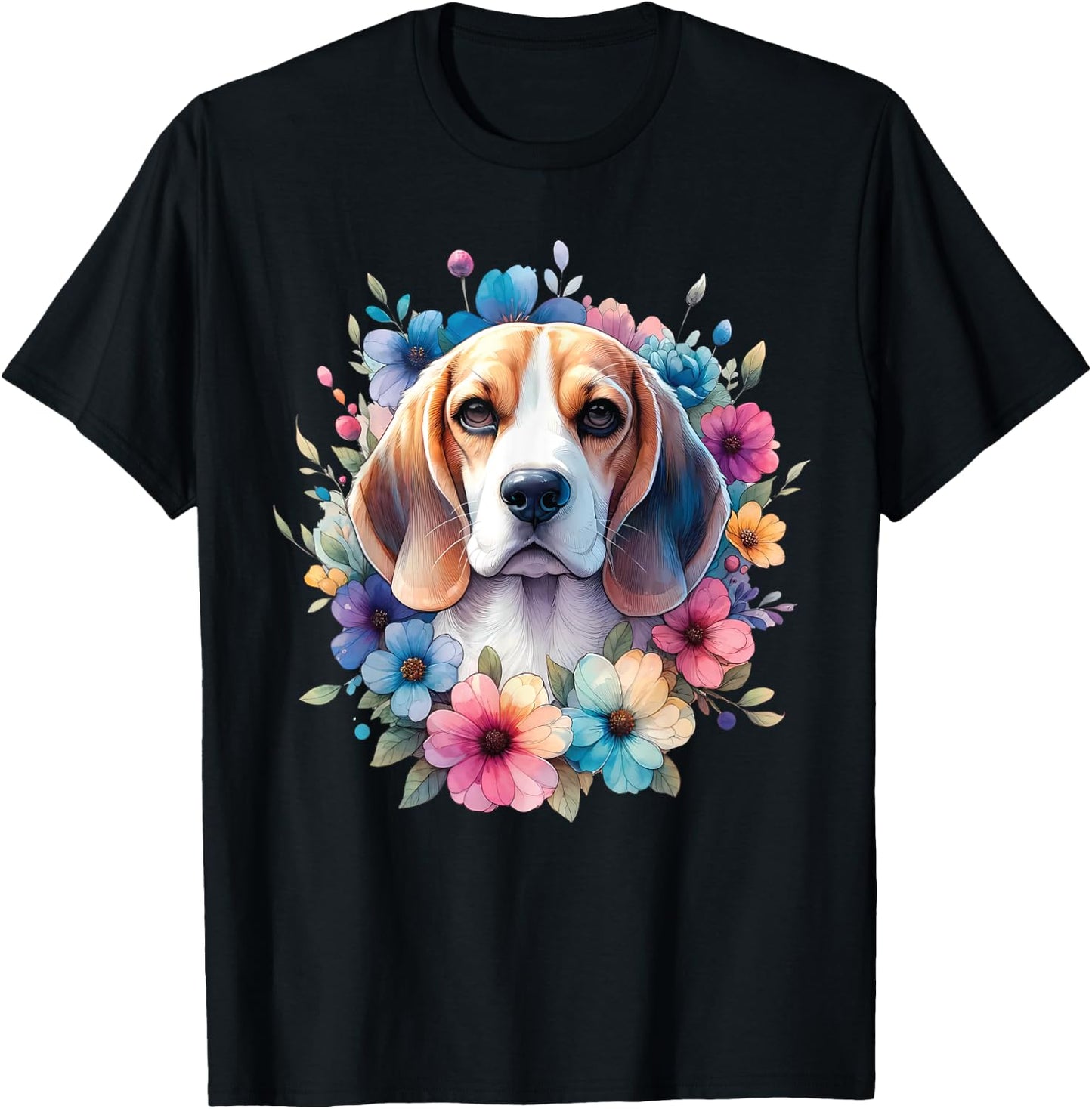 Floral Beagle Mom Dog Lovers Cute Mama Puppy Mother's Day T-Shirt - T-Shirt | Black