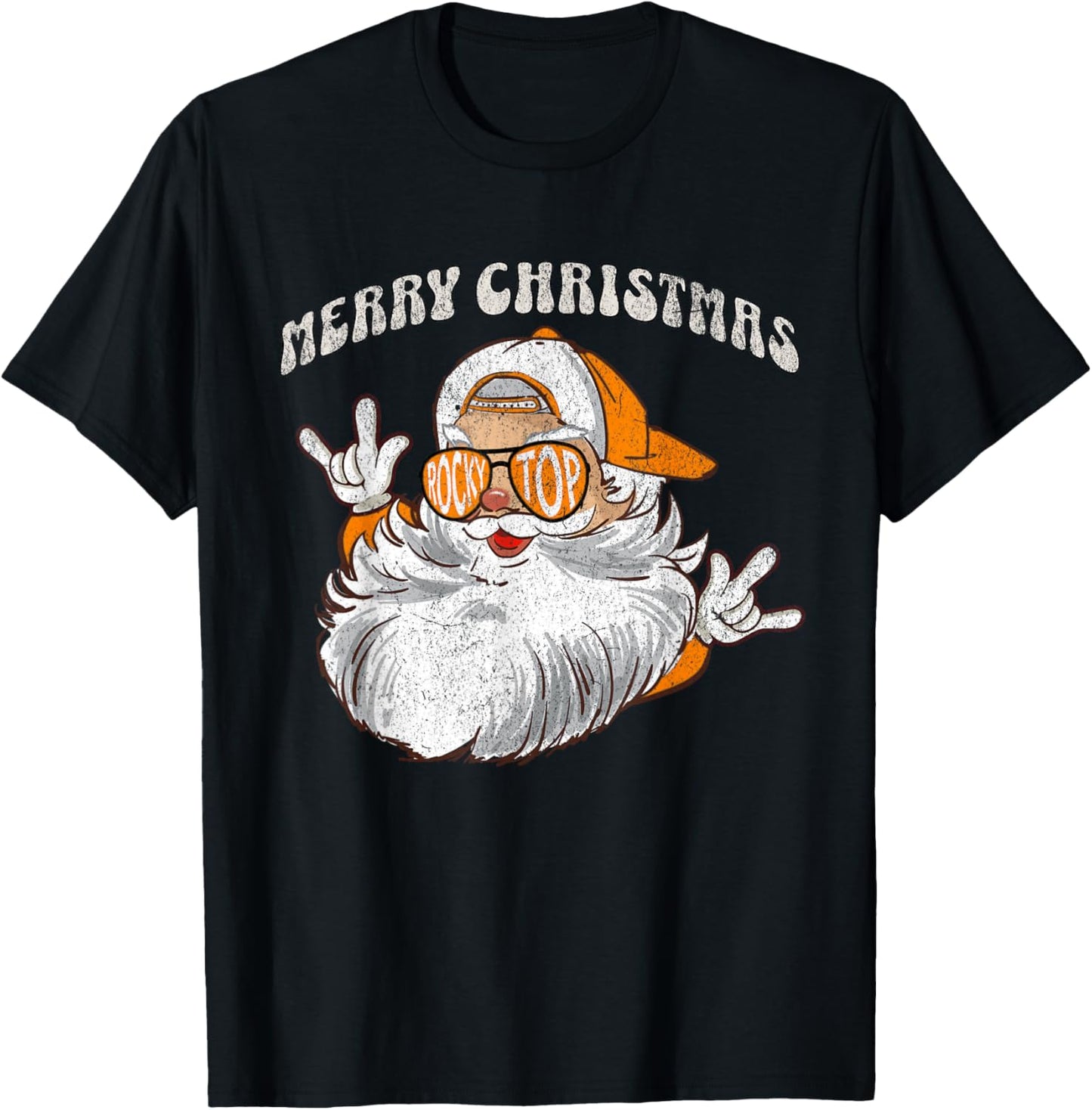Vintage Tennessee Merry Christmas Santa With Sunglasses T-Shirt - T-Shirt | Black