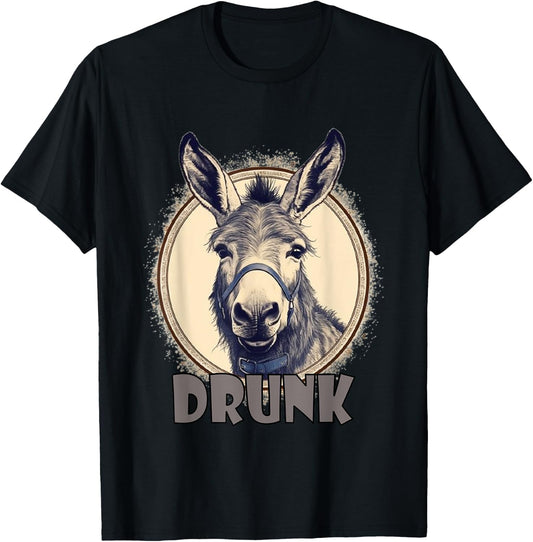 Funny Drunk Donkey Alcoholic Ass T-Shirt - T-Shirt | Black