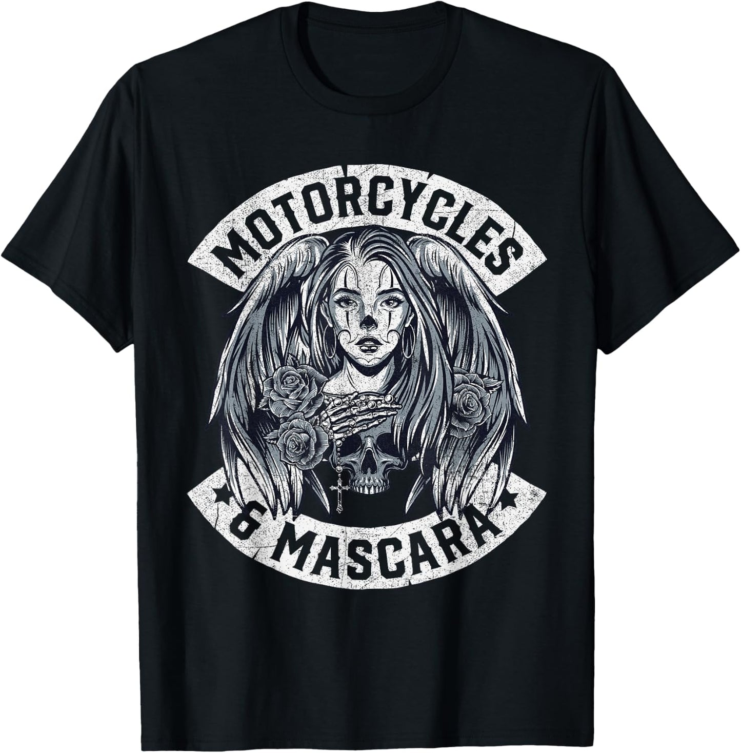 Motorcycles and Mascara Cute Motorcycle Chick Biker Girl T-Shirt - T-Shirt | Black