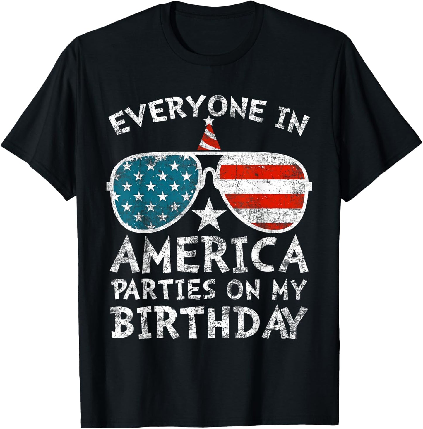 4th of July Birthday Party Boy Girl Fourth of July T-Shirt - T-Shirt | Black