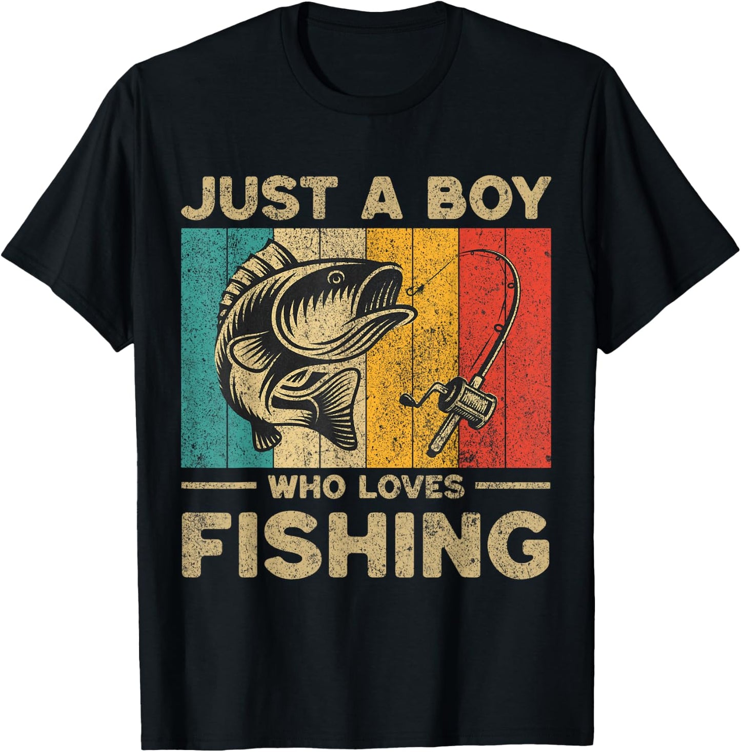 Funny Vintage Fishing Jokes Boys Fisherman Bass Fish T-Shirt - T-Shirt | Black