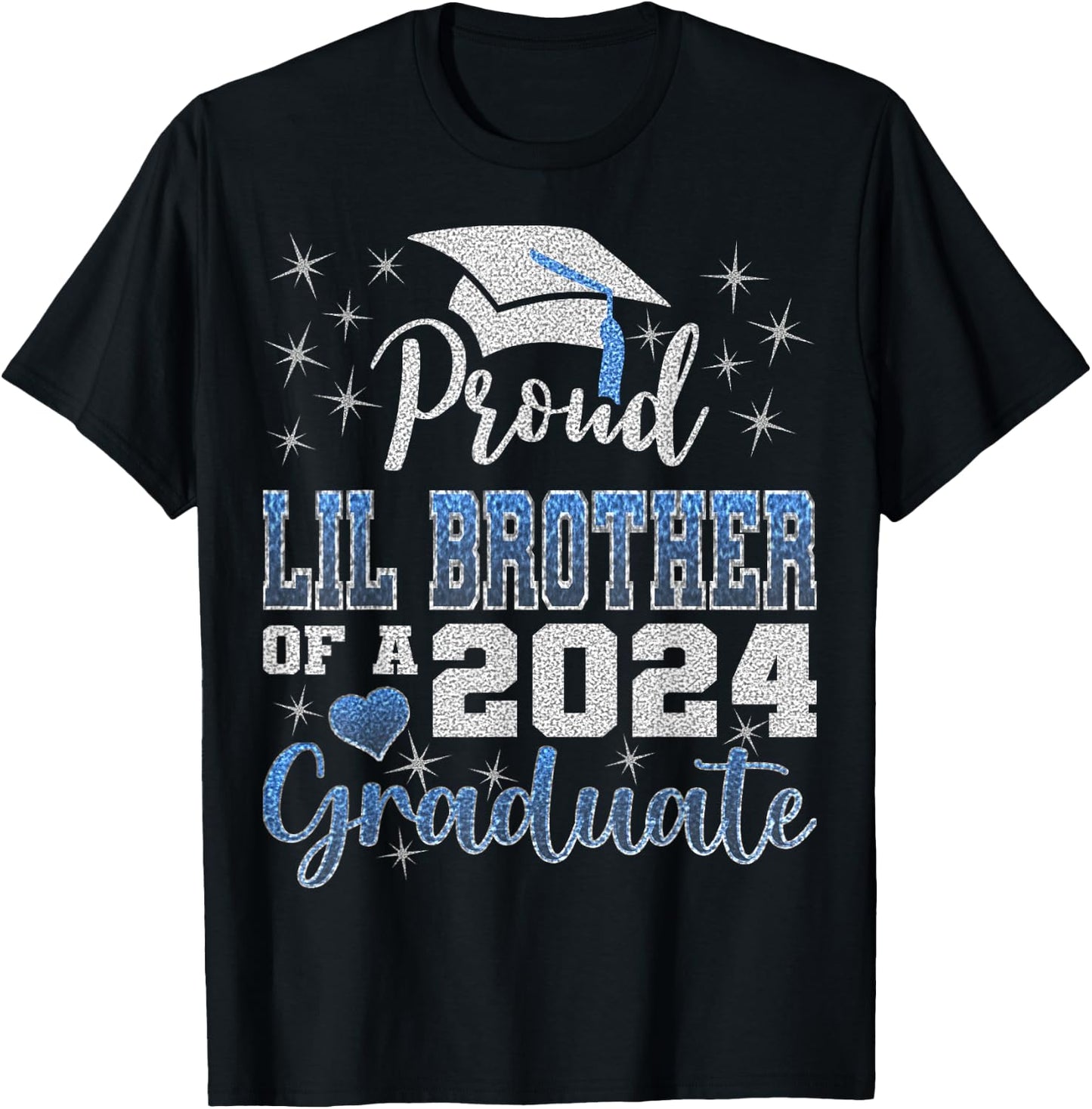 Super Proud Little Brother of 2024 Graduate Awesome Family T-Shirt - T-Shirt | Black