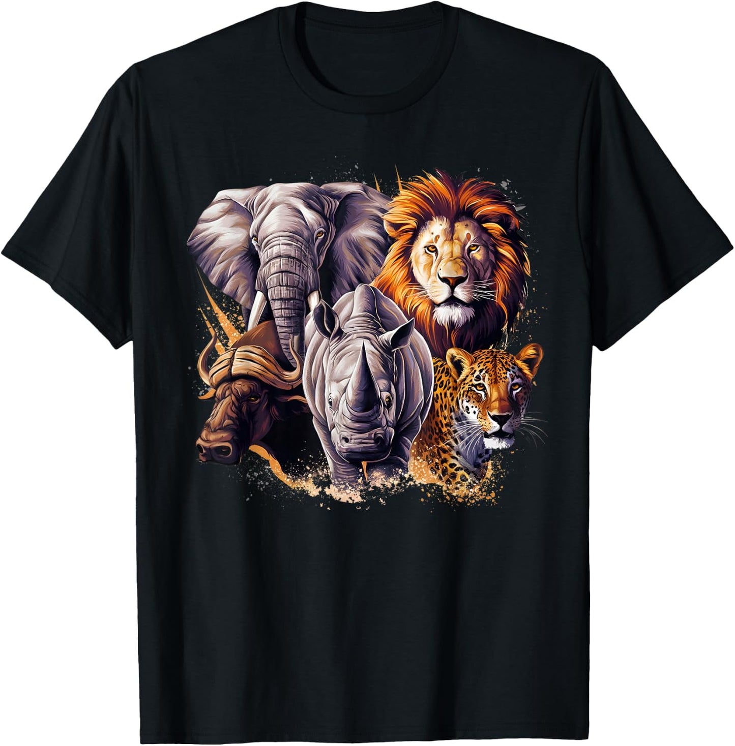 Wildlife Safari Adventure The Big Five Of South Africa T-Shirt - T-Shirt | Black