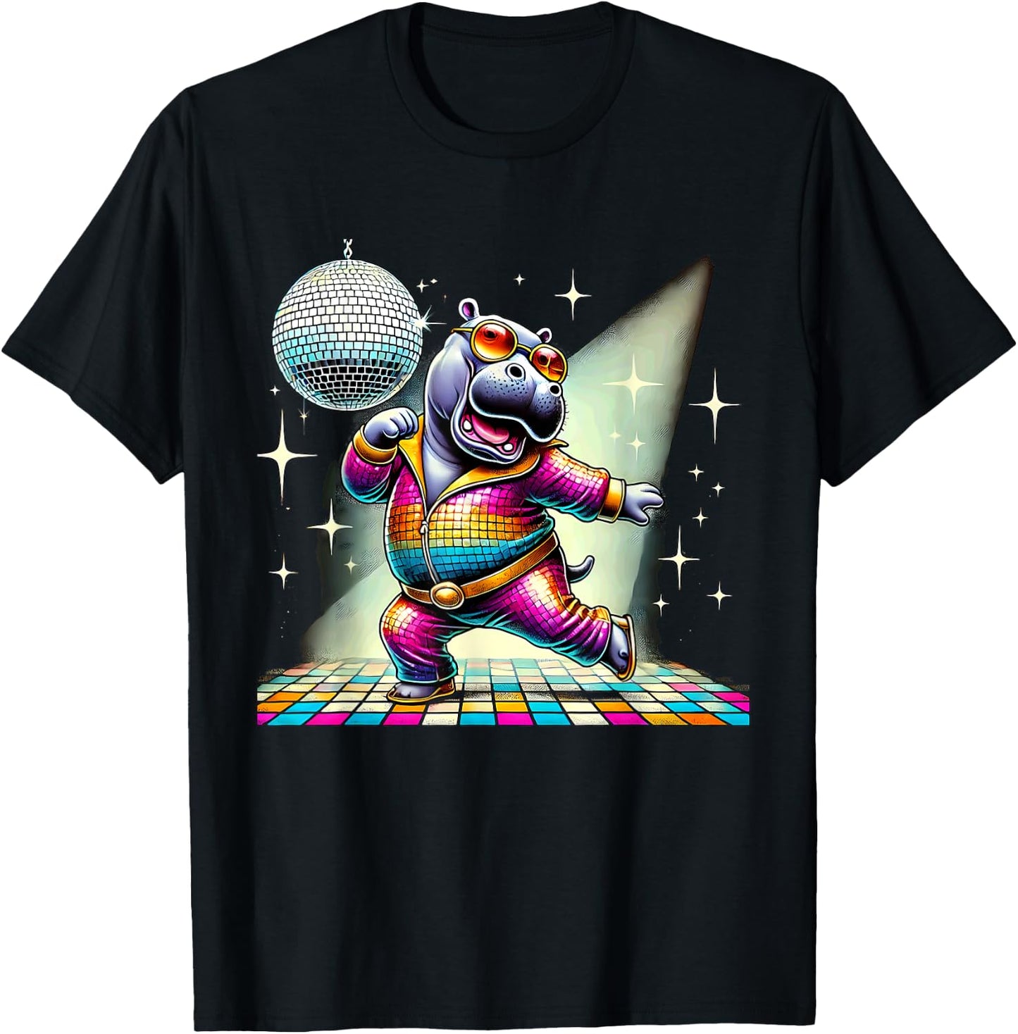 Aesthetic Hippo Disco T-Shirt - T-Shirt | Black