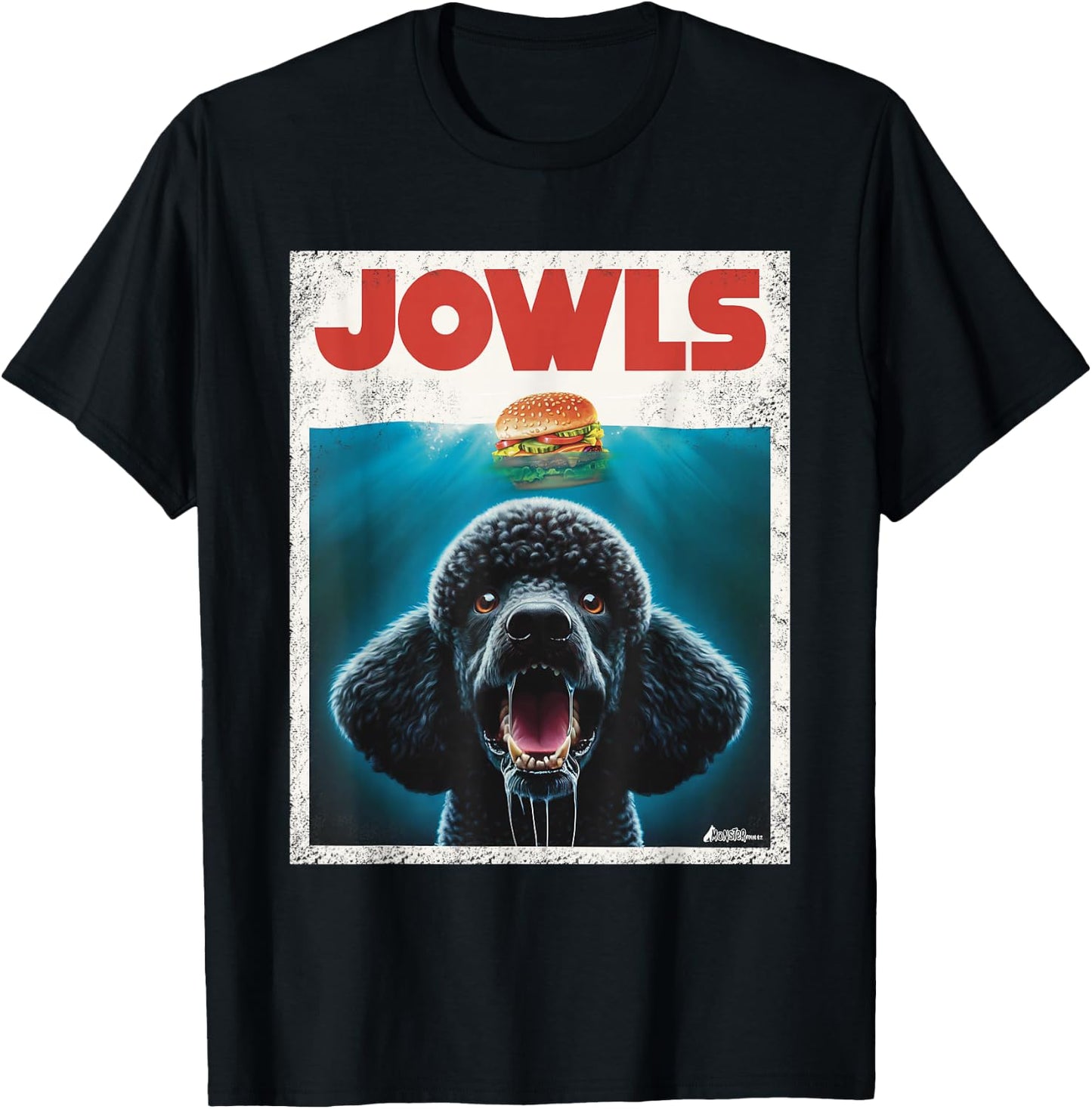 Funny Poodle Black Standard Poodle Jowls Burger Cute Dog Mom T-Shirt - T-Shirt | Black