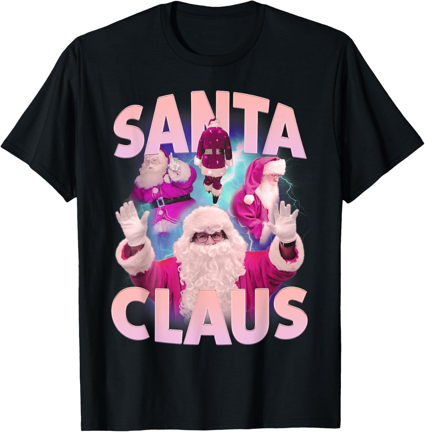 Vintage Christmas Santa Claus Bootleg 90s Hip Hop Rapper T-Shirt - T-Shirt | Black