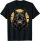 Wolf retro design Moon Grey Howling distressed T-Shirt - T-Shirt | Black