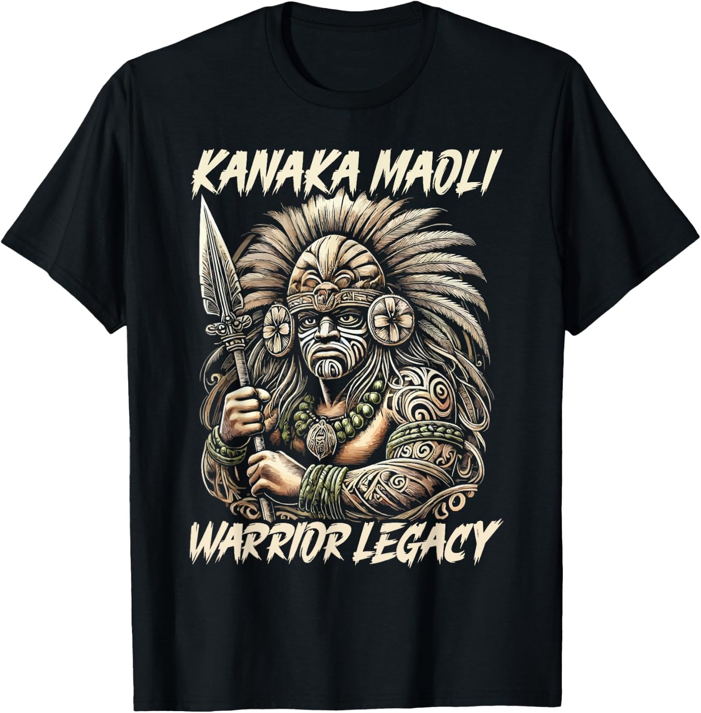 Kanaka Maoli Warrior Native Hawaiian Islands Hawaii Flag T-Shirt - T-Shirt | Black