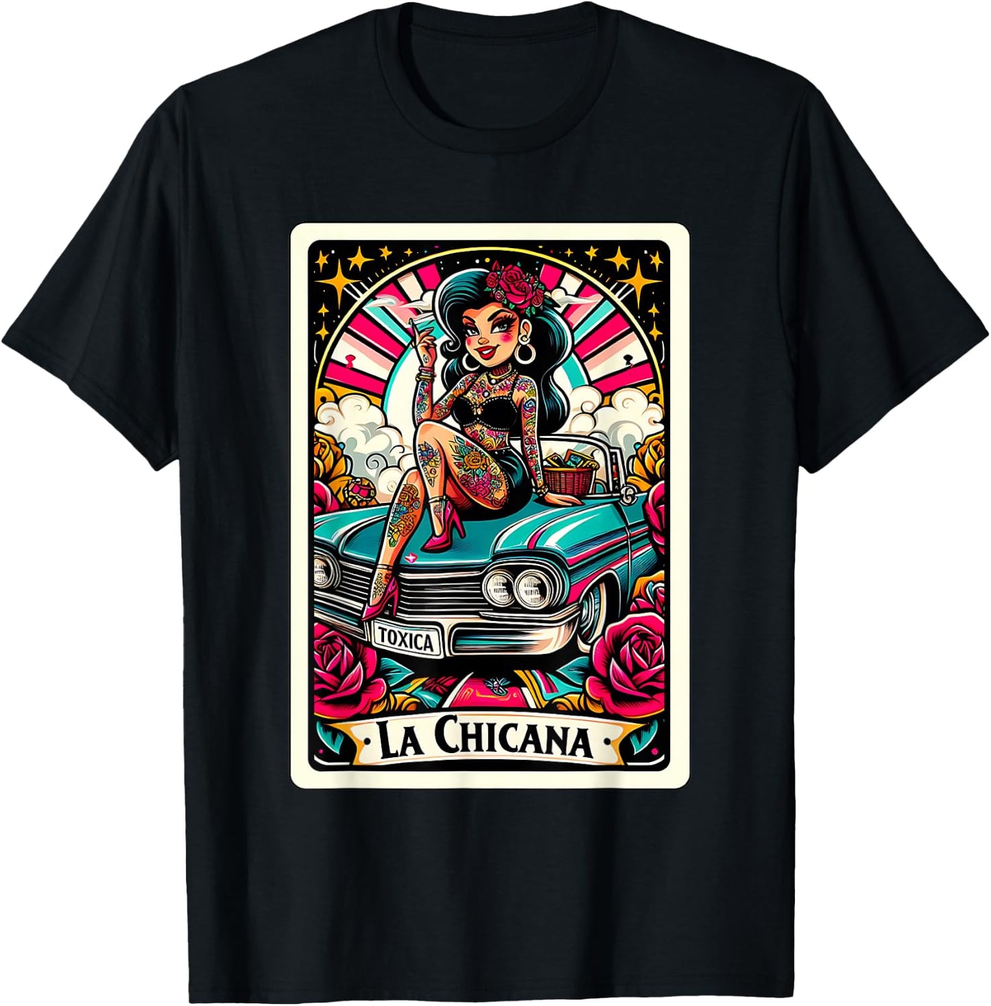La Toxica Mexican Tarot Card Latina Woman Chicana T-Shirt - T-Shirt | Black
