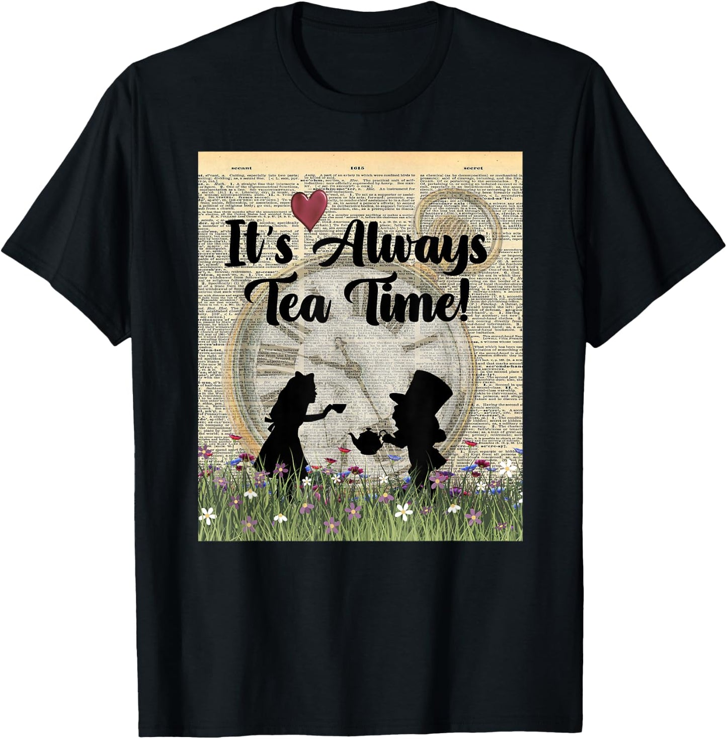 It's Always Tea Time! Alice & the Mad Hatter T-Shirt - T-Shirt | Black