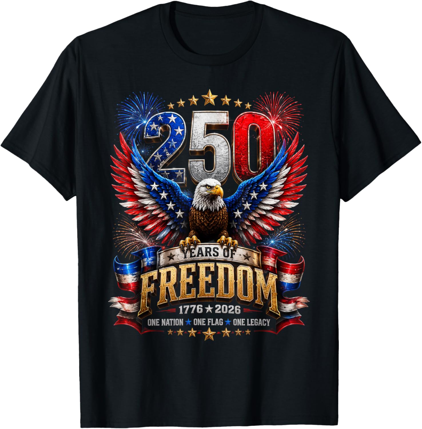 250 Years American 250th Anniversary Patriotic USA 4th July T-Shirt - T-Shirt | Black