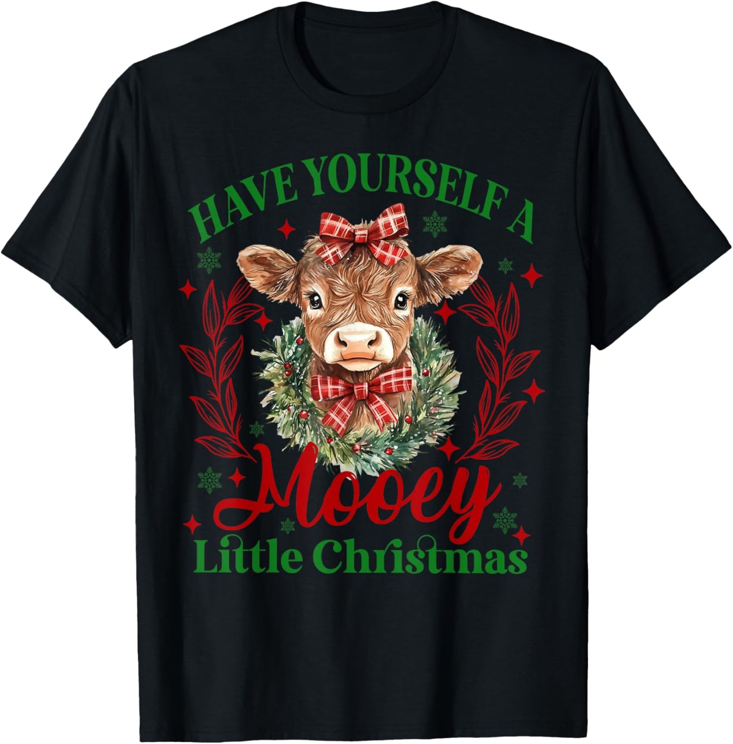 Have Yourself A Mooey Little Christmas Highland Cow Santa T-Shirt - T-Shirt | Black