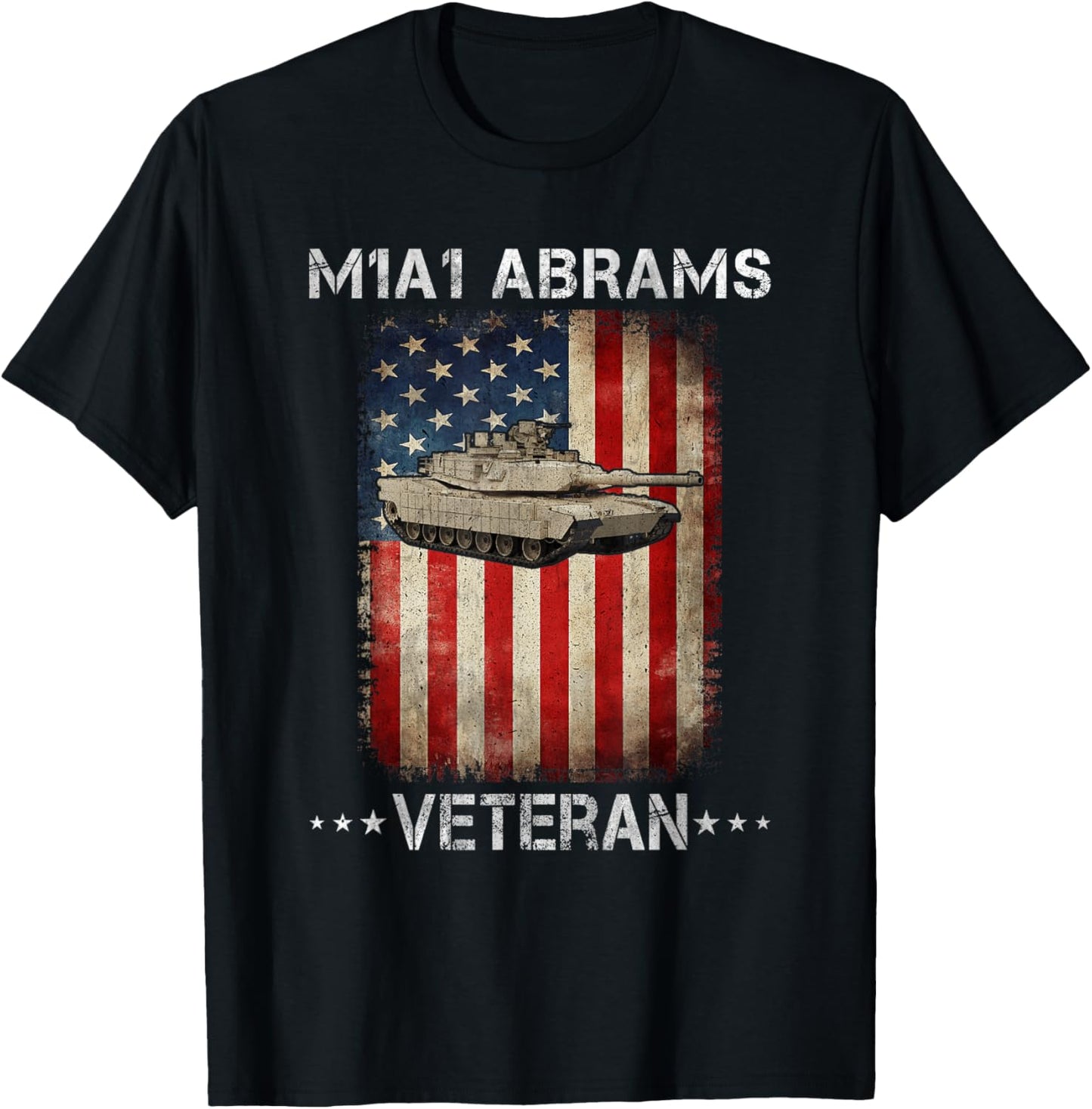 M1A1 Abrams Tank Veteran Main Battle Tank American Flag Women Men T-Shirt - T-Shirt | Black