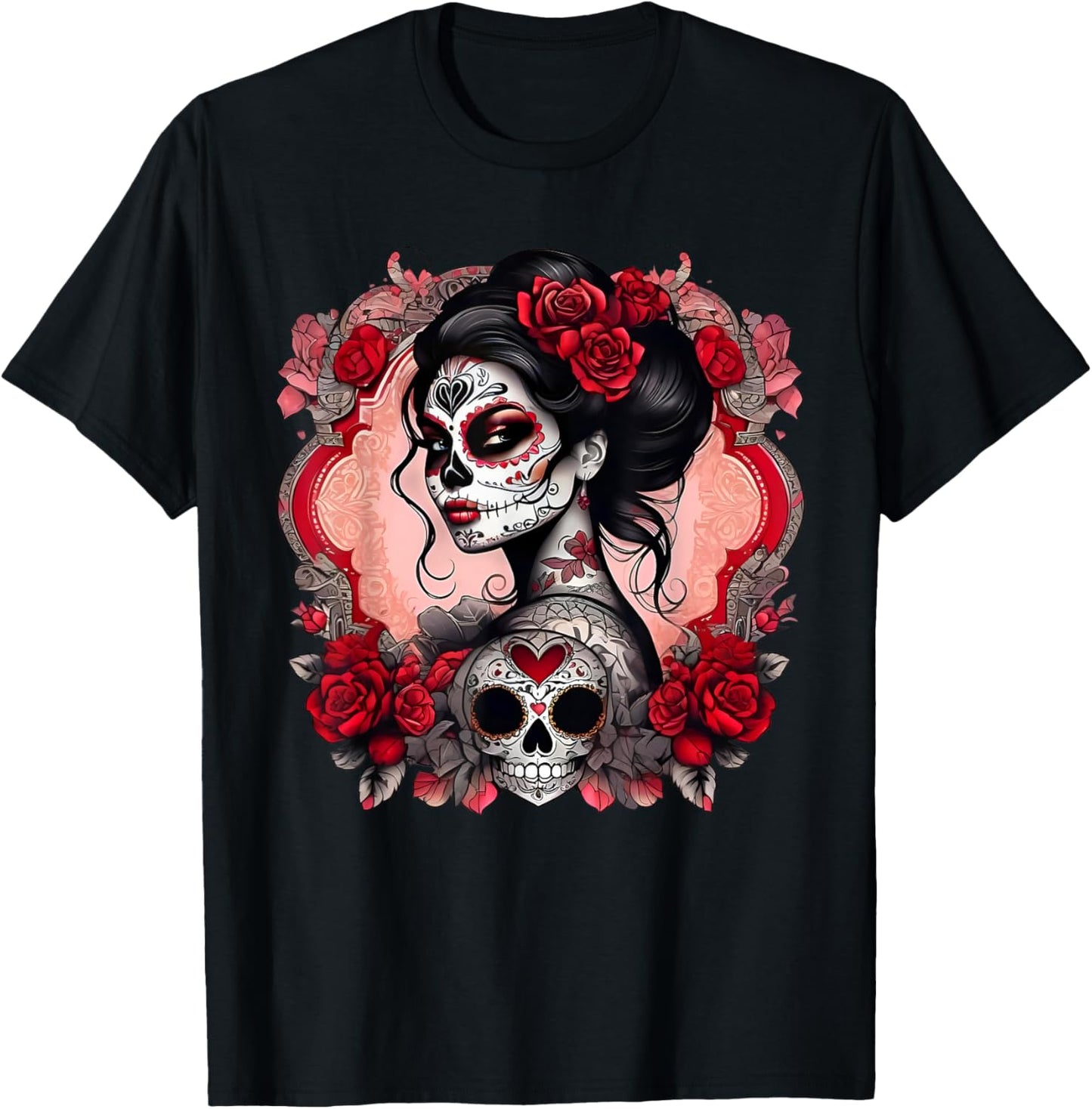 Sugar Skull Women De Los Muertos La Catrina Day Of The Dead T-Shirt - T-Shirt | Black